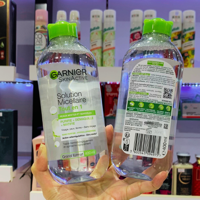Nước Tẩy trang Garnier Solution Micellaire Tout en 1 400ml Pháp - Aidep