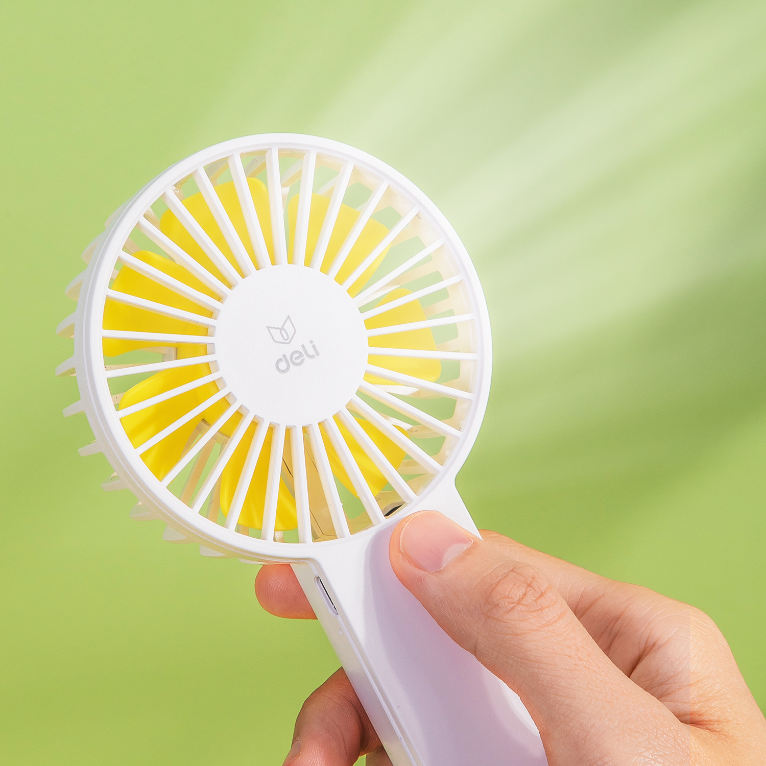 Quạt cầm tay để bàn mini Deli - 2000mAh - 3 mức độ gió - Màu Trắng/ Hồng -1 chiếc - 85801