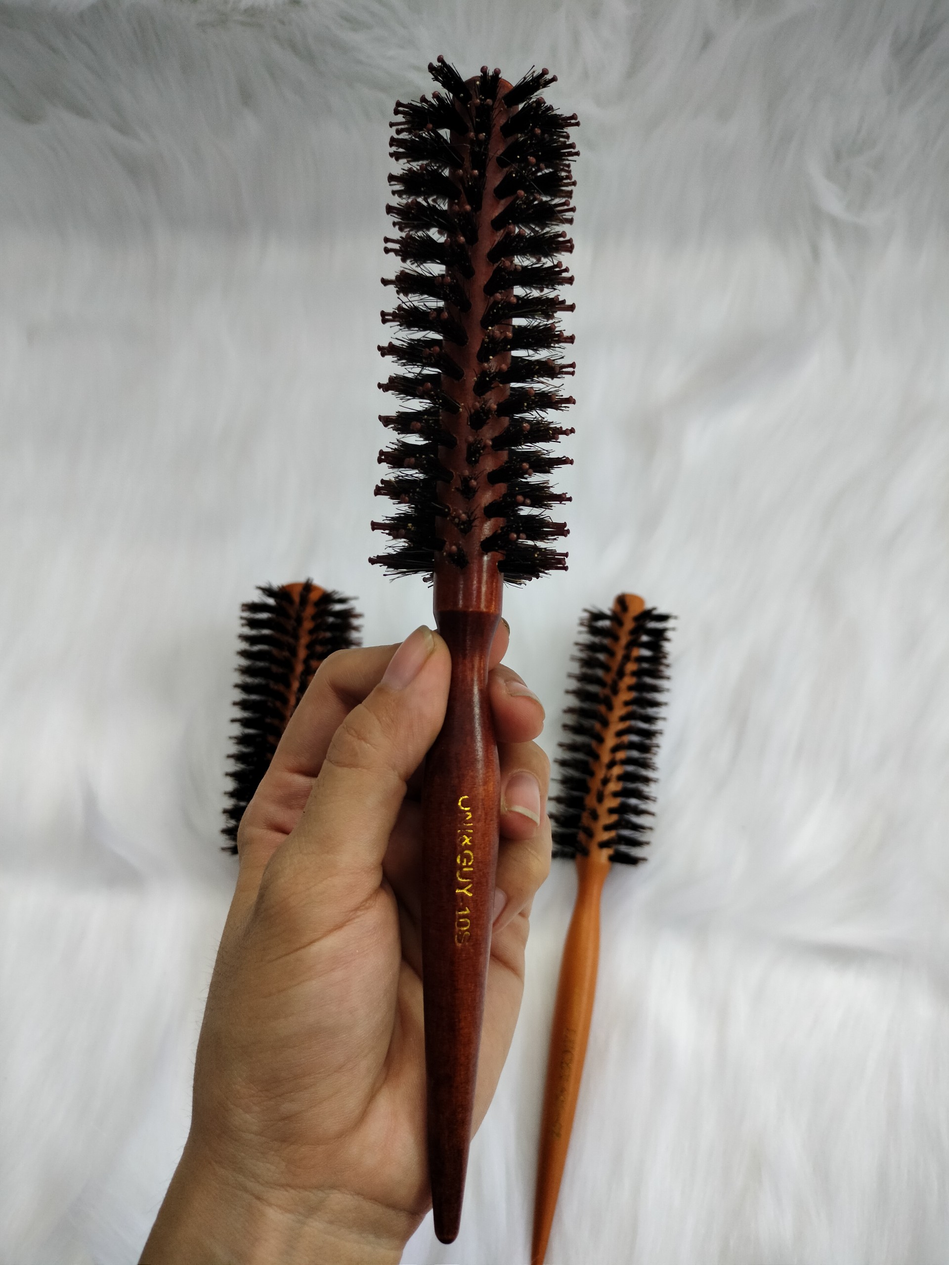 Lược chải tóc uốn có 3 kích cỡ màu NÂU ĐẬM