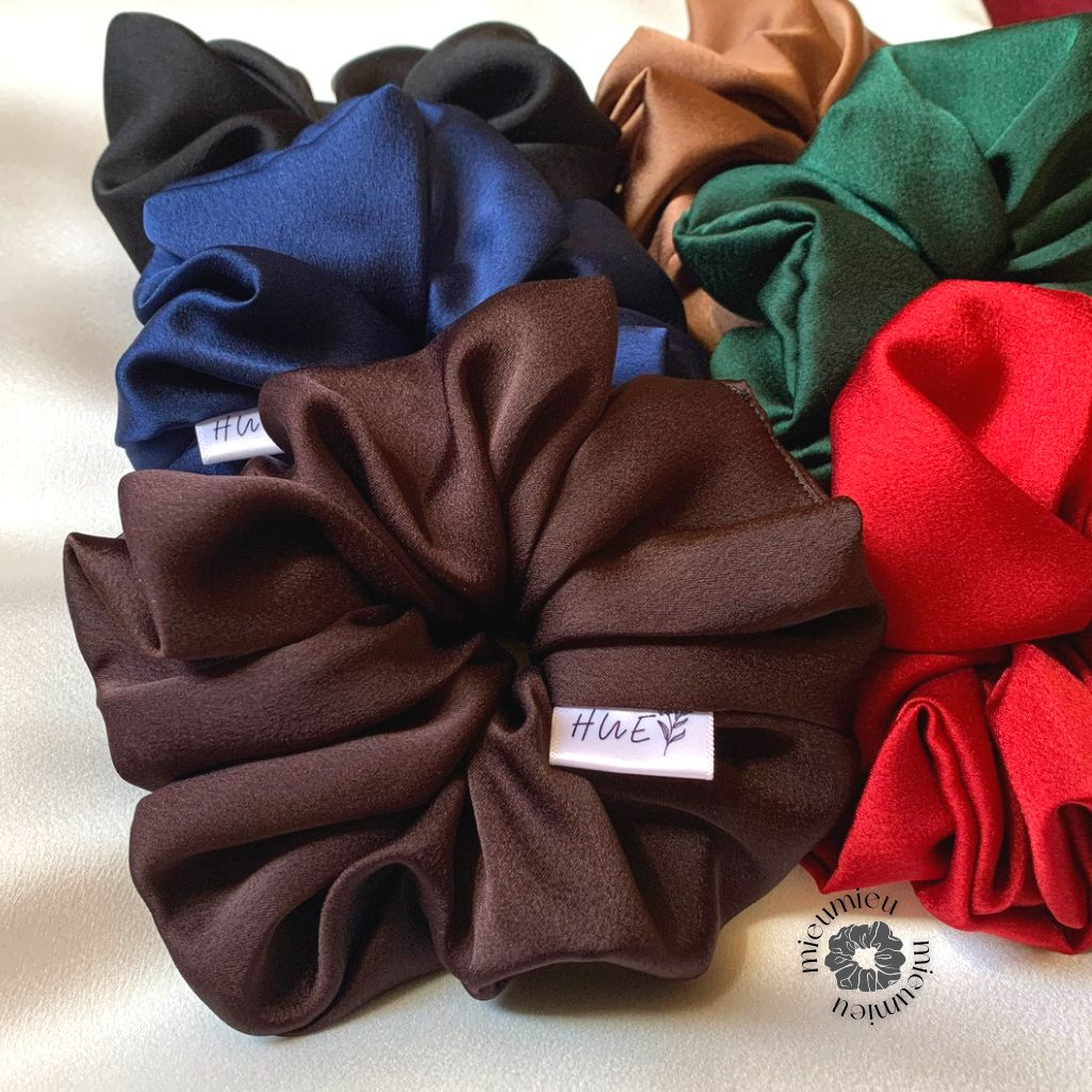 Phụ kiện tóc cột tóc scrunchies handmade lụa satin mềm chun co giãn bảo vệ tóc S1048
