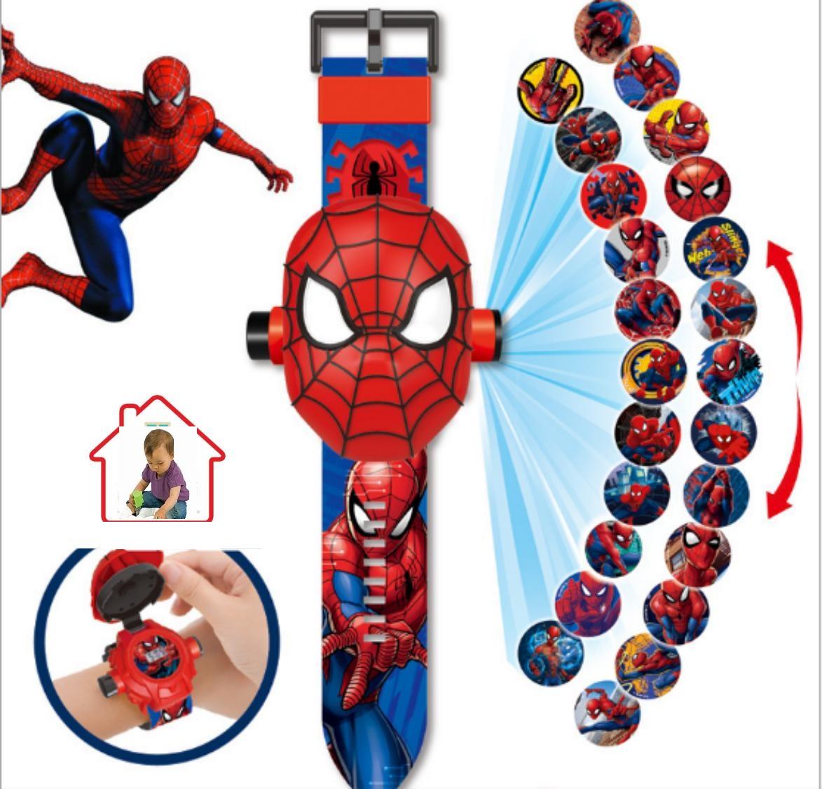 Vỉ đồ chơi đồng hồ đeo tay người nhện chiếu hình ảnh lên tường ( cho bé)