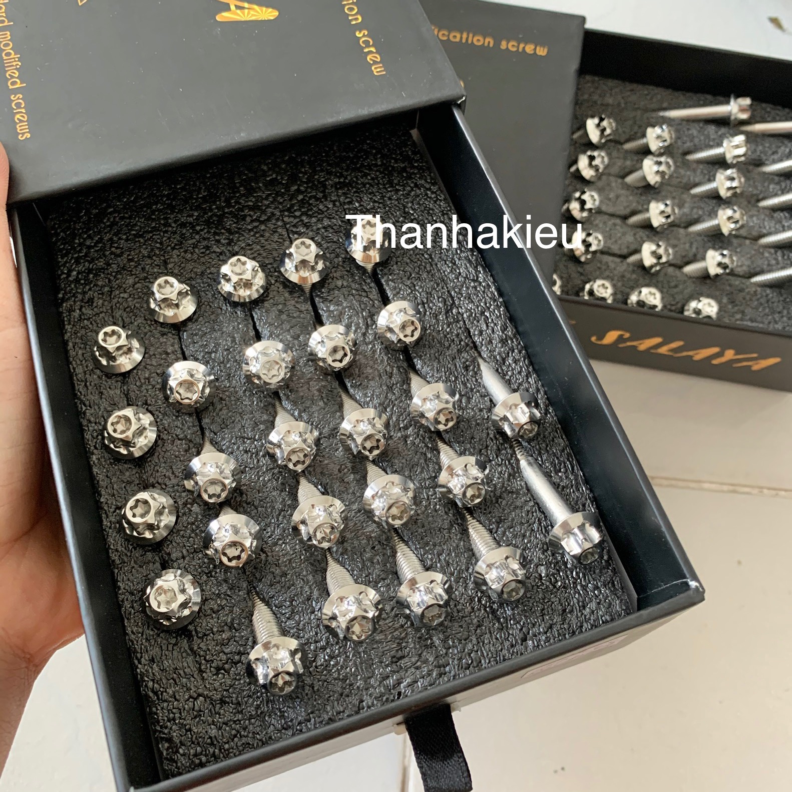 Ốc lốc máy Raider Satria Inox Salaya Full hộp