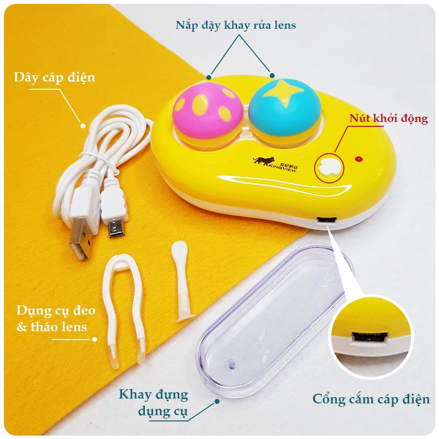 Máy rửa lens siêu tốc chạy điện + pin (cáp điện + khay pin + khay lens + cây gắp)