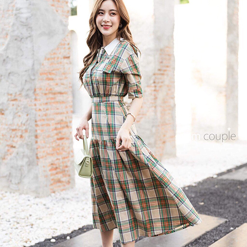 Áo váy đôi caro maxi (áo váy rời)