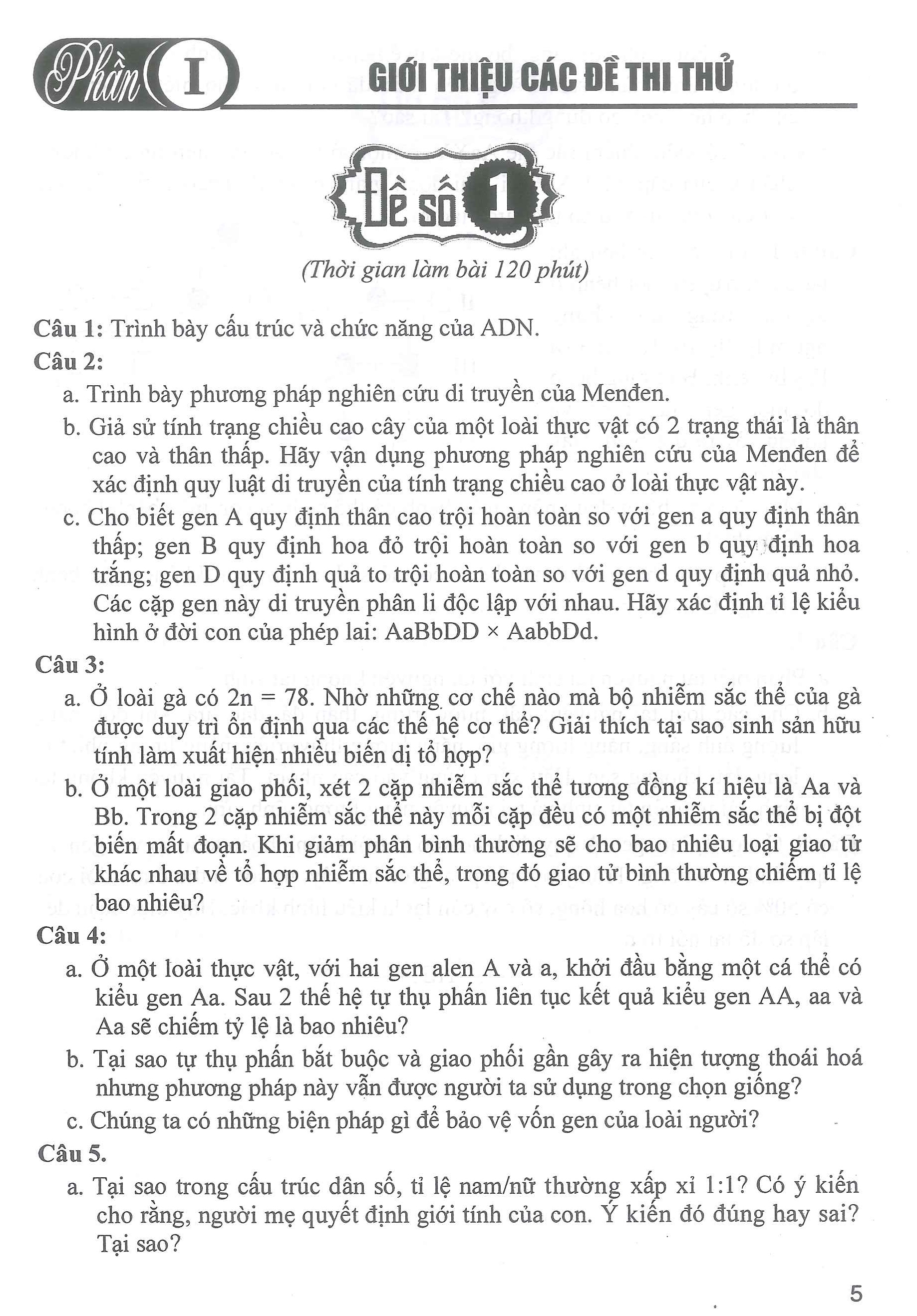 Bộ Đề Thi Chuyên Sinh Học 9