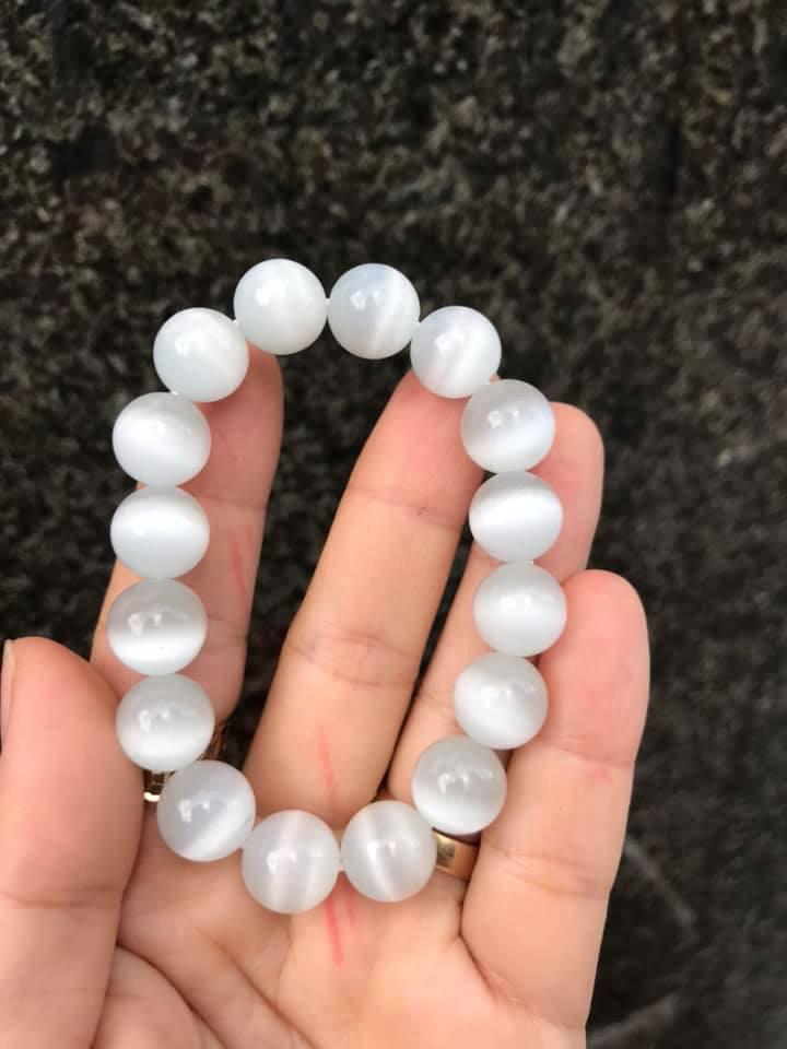 [HCM]VÒNG TAY ĐÁ MẮT MÈO TRẮNG đủ size