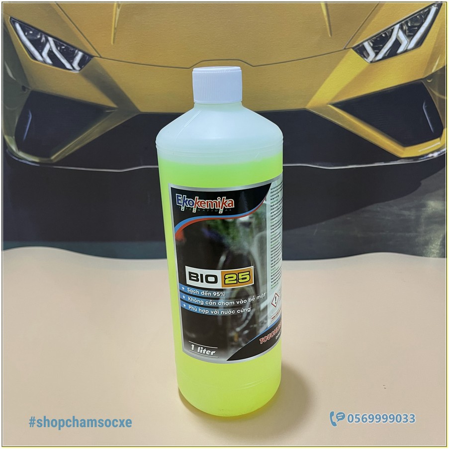 Nước rửa xe không chạm Bio25 Ekokemika chai 1L (ô tô con, xe máy)