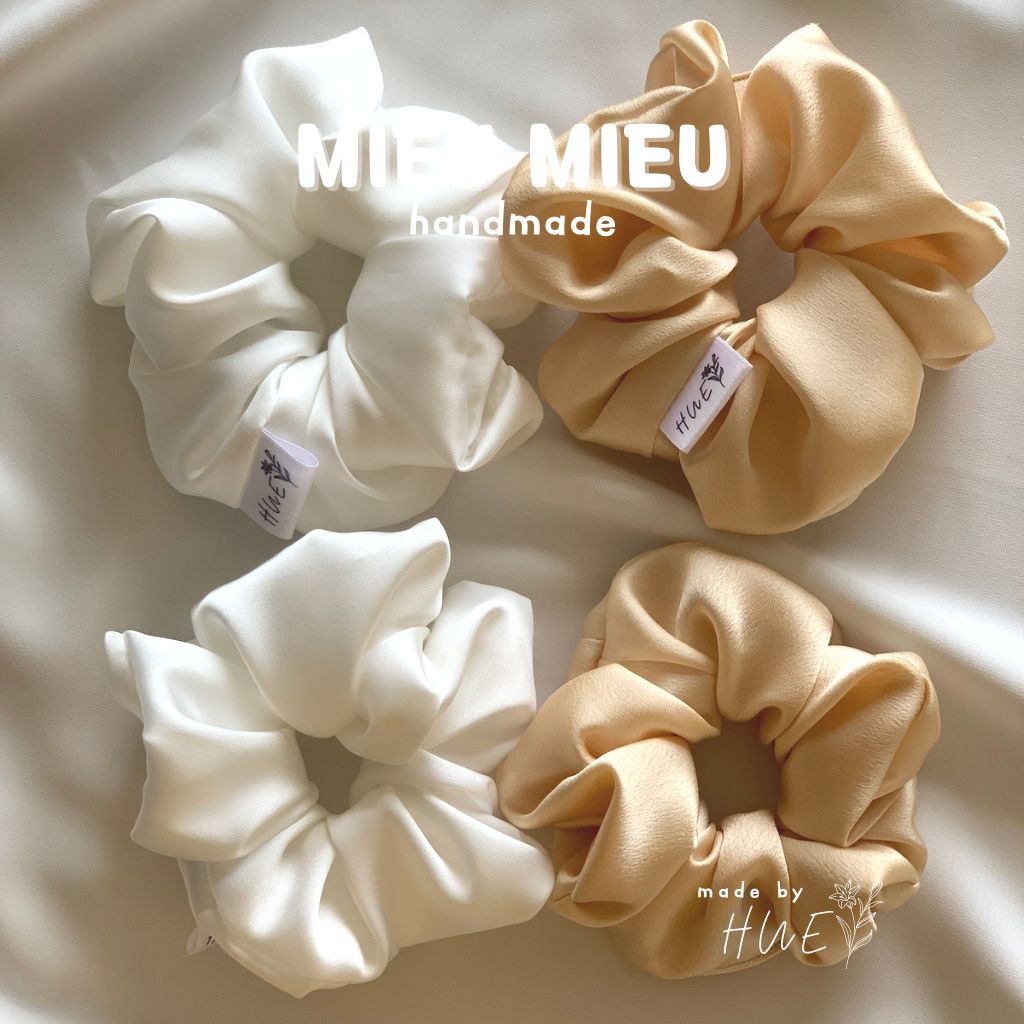 Cột tóc scrunchies handmade chất liệu lụa mềm mịn chun co giãn bảo vệ tóc S1010