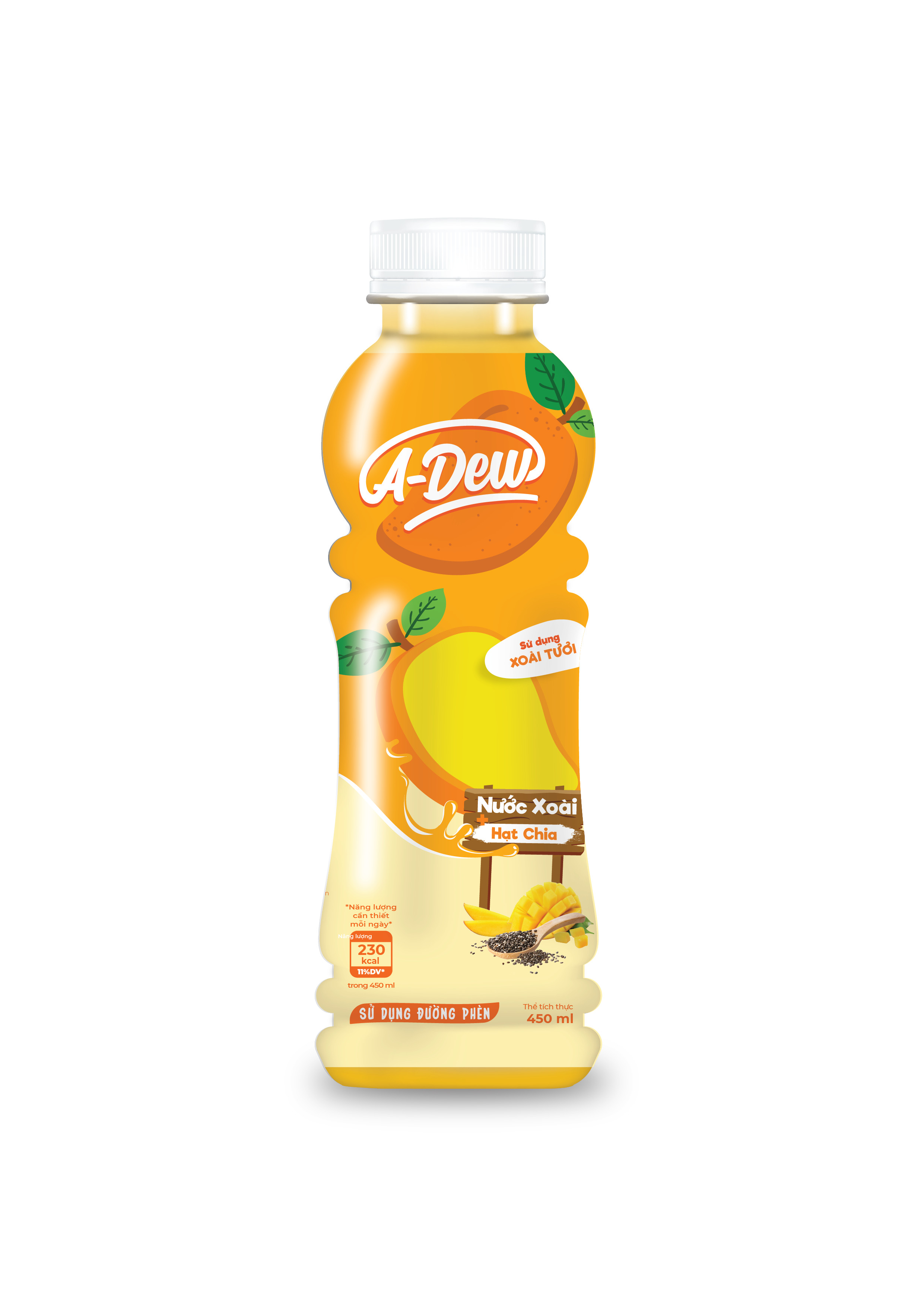 Nước Trái Cây Xoài Hạt Chia A-Dew Chai 450ml