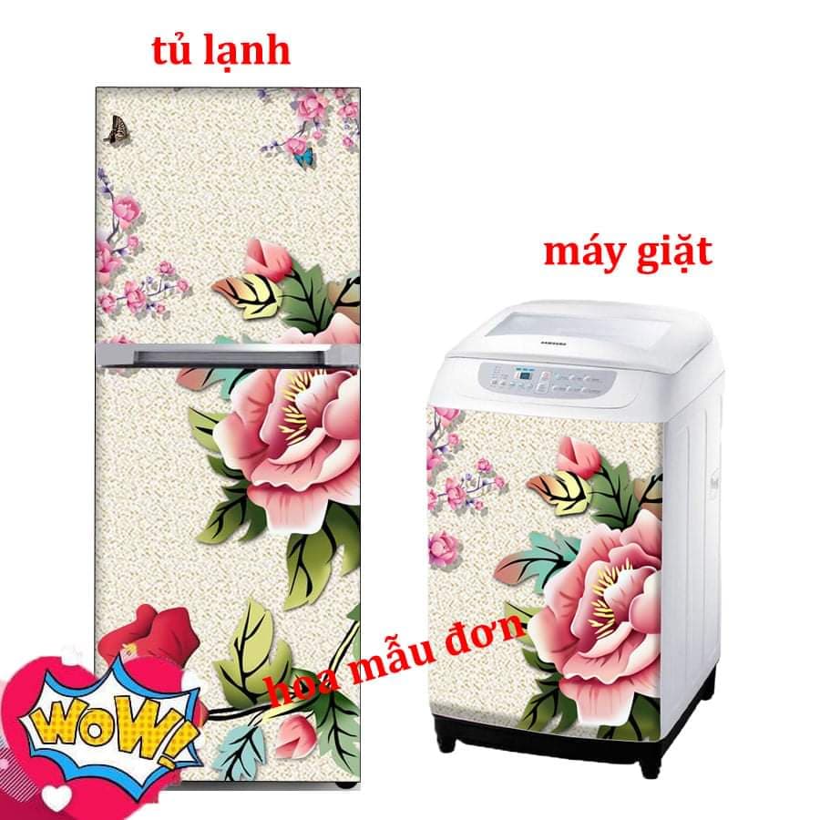 miếng dán tủ lạnh, máy giặt hoa mẫu đơn