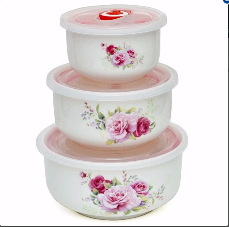 Bộ 3 bát sứ có nắp hút chân không cao cấp