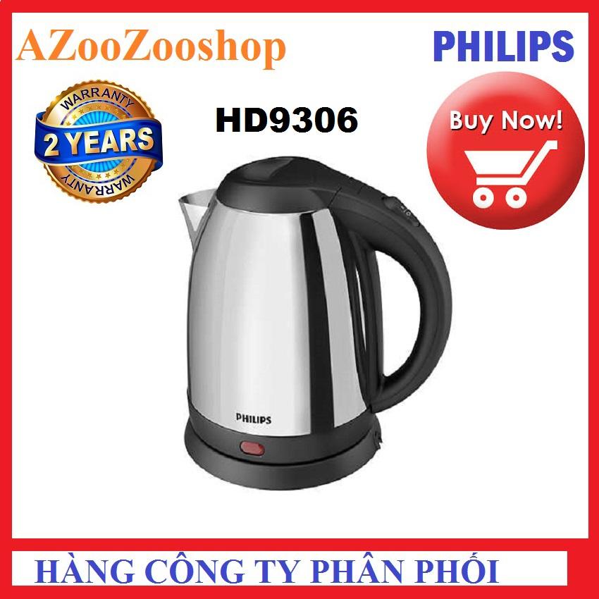 Bình đun siêu tốc philips HD9306 1.5 lít công suất 1800W có thể xoay bình 360 độ trên đế tiếp điện lưới lọc cặn đèn hoạt động