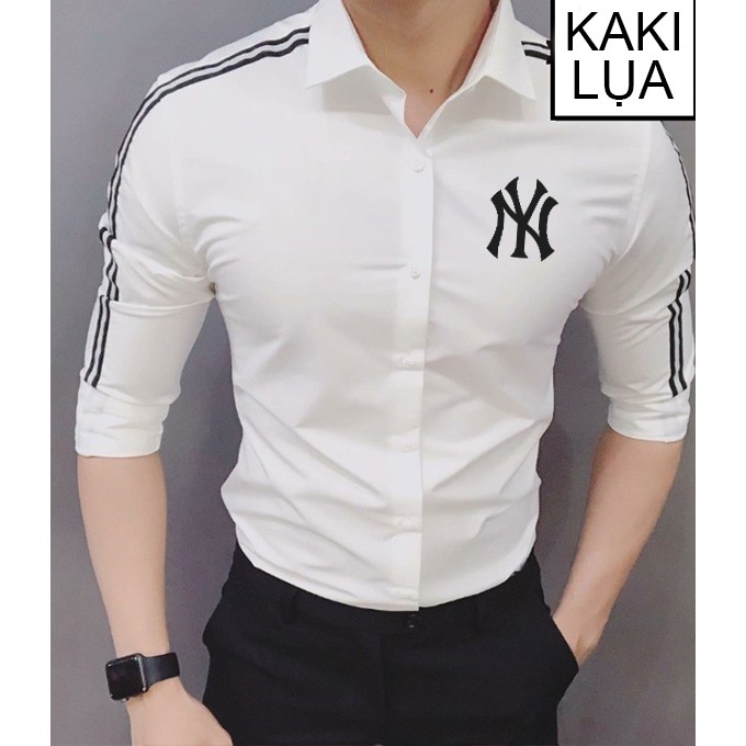 [HCM](SALE SẬP SÀN) Áo Sơ Mi Nam Trắng Viền Tay NY Cao Cấp | Sơ mi NY đẹp SM34