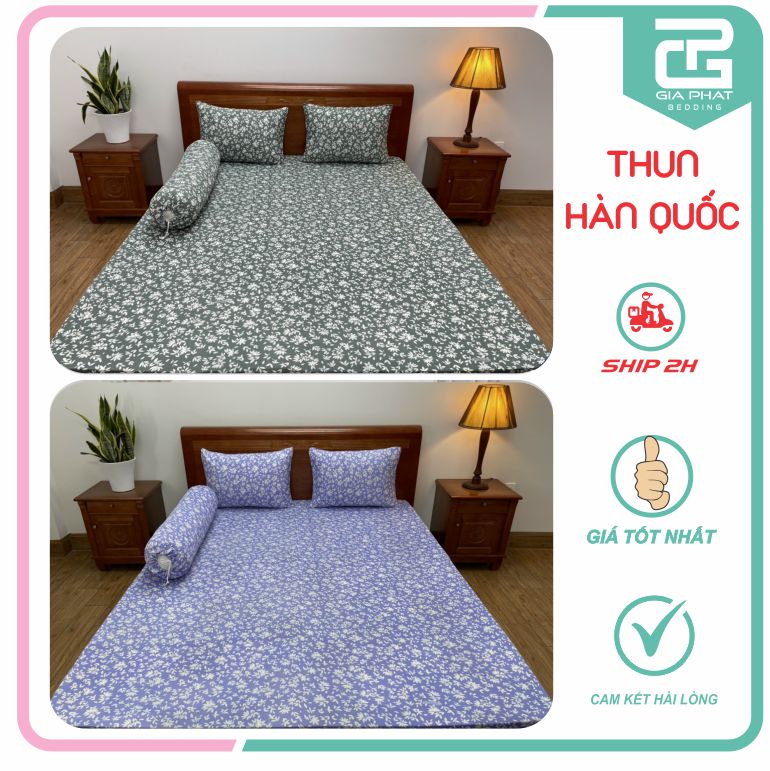 Korean Elastic Bed Sheet Set 4 Pieces (1 Sheet + 2 Pillowcases + 1 Body Pillowcase)