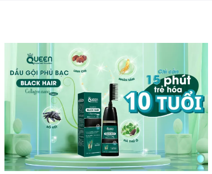 [Chính hãng; 200ML, HSD 2026] Dầu gội nhuộm tóc phủ bạc thảo dược Queen.