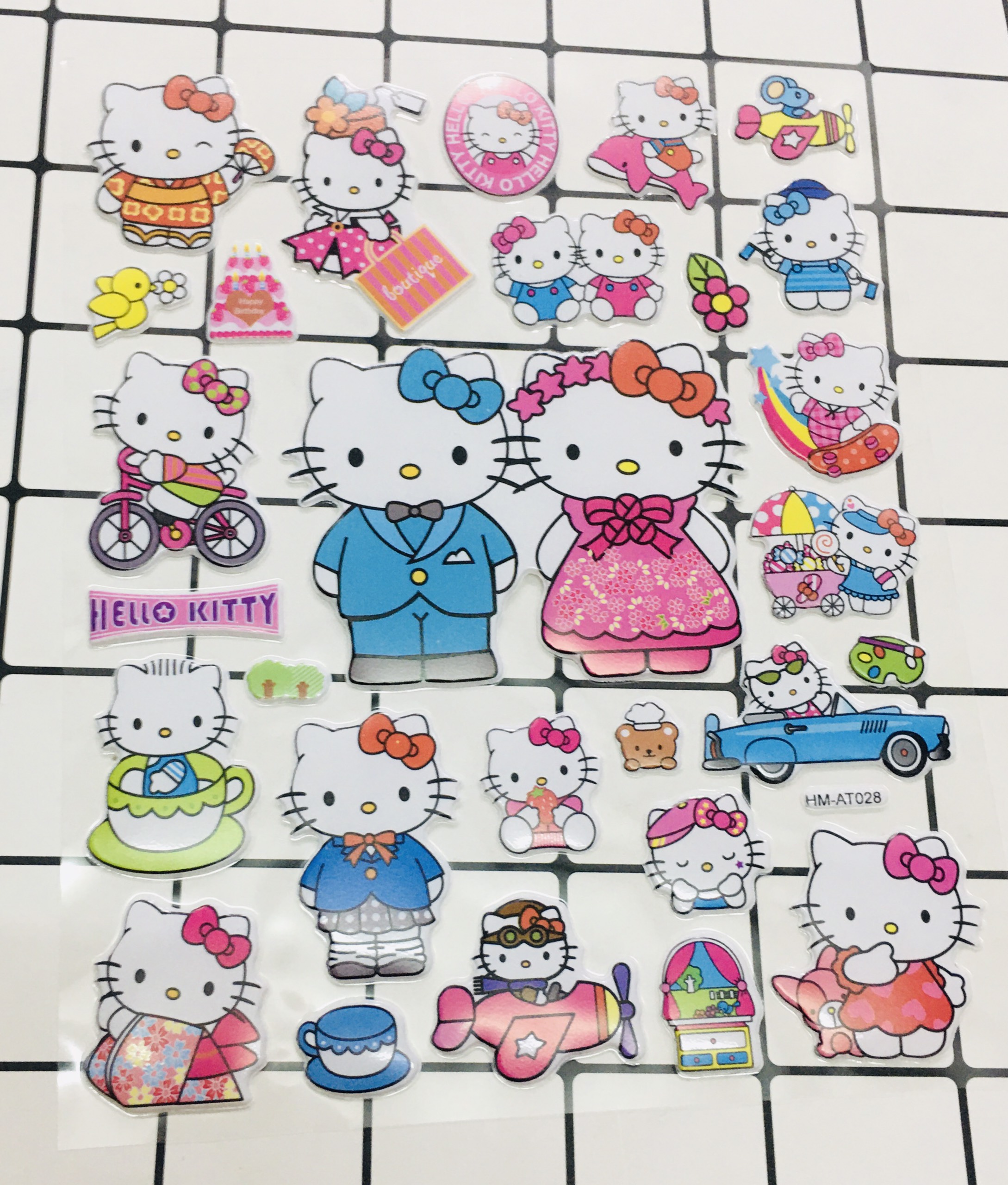 Bảng Sticker hình dán Pony, Hello Kitty Nổi 3D