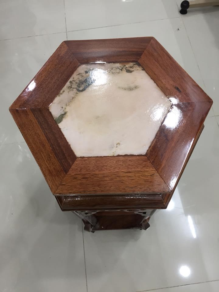 [HCM]Ghế đôn lục giác cao 80cm mặt ghế 32cm kết hợp giữa gỗ và đá chân có đế