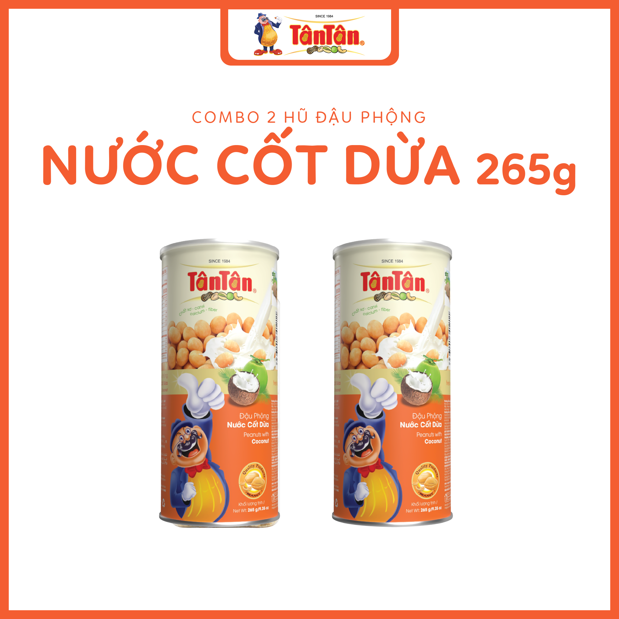 Combo 2 lon Đậu phộng Nước cốt dừa Tân Tân (265g/lon)