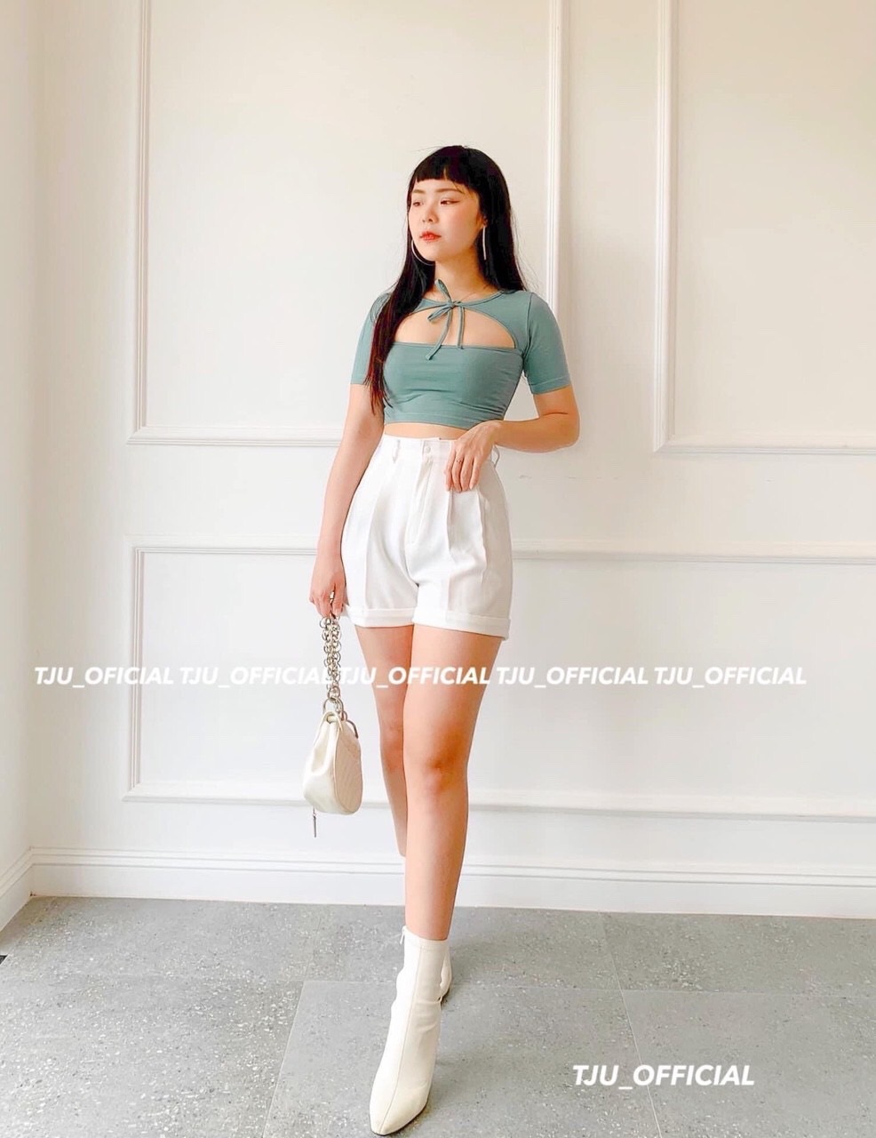 Quần short nữ gập gấu