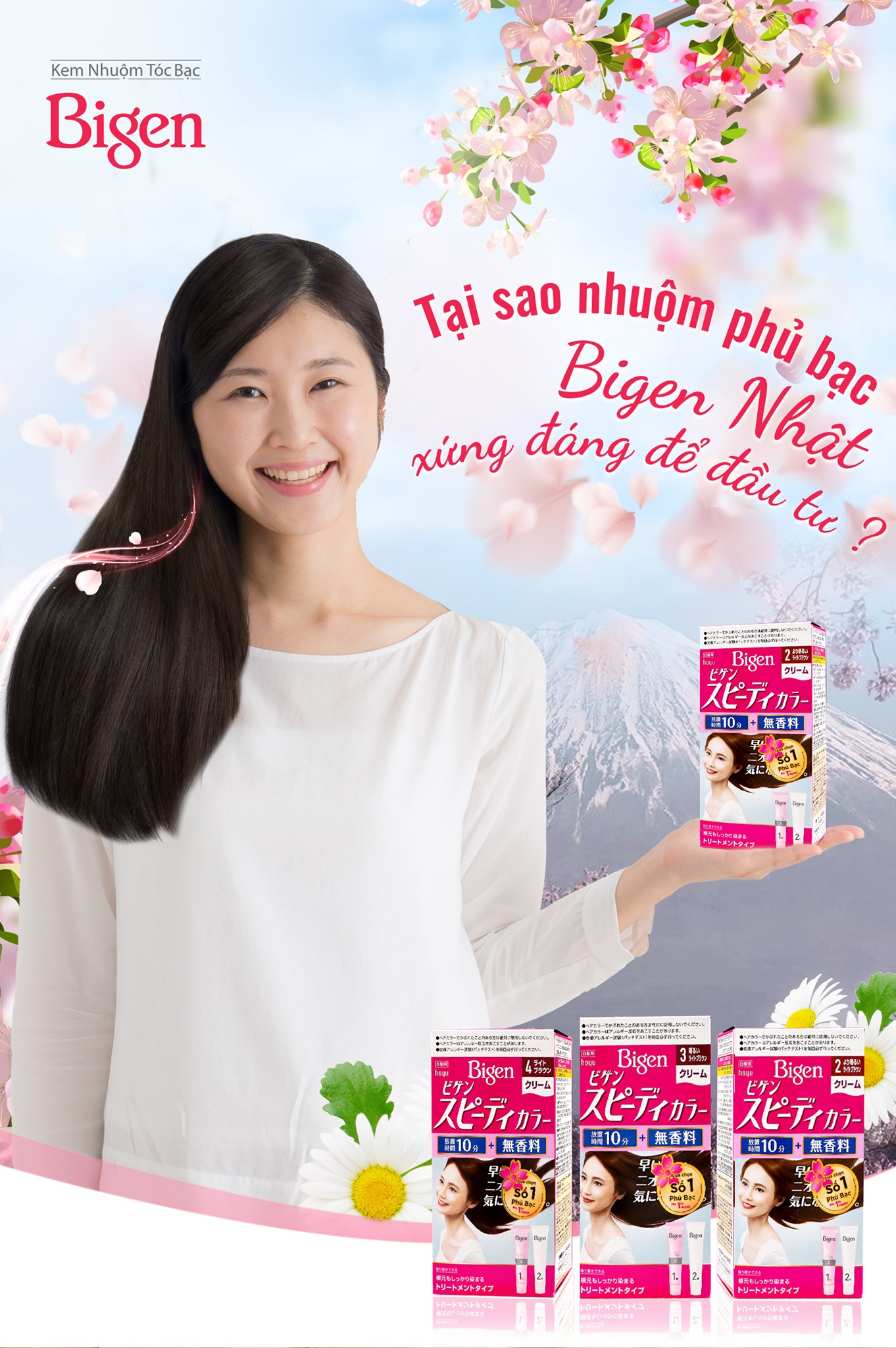 ( Số 2 Hồng )Kem Nhuộm Tóc Bigen nhập khẩu Nhật 100% ( Nâu sáng )