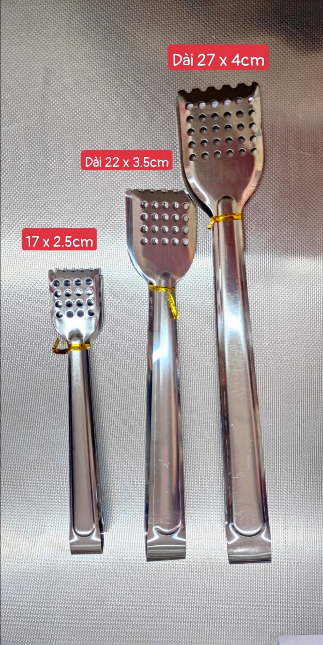 Kẹp gắp thức ăn, gắp đá inox vuông lỗ