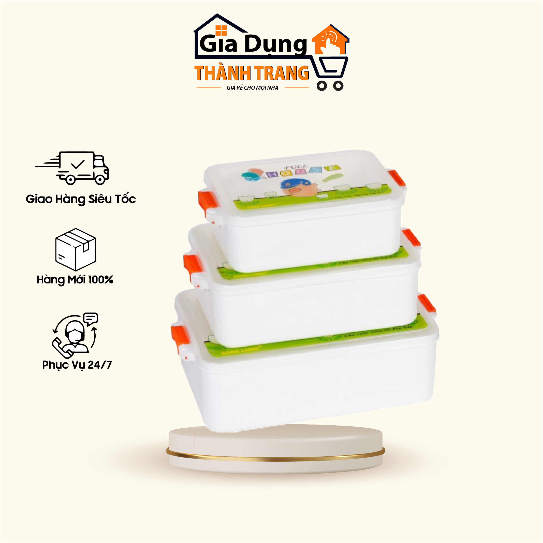 Bộ 3 hộp đựng thực phẩm 2047 Song Long