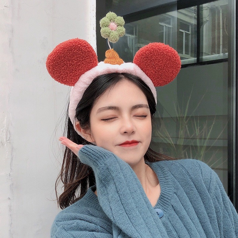 Băng Đô Cài Tóc Tay Hoa Lò Xo Dễ Thương