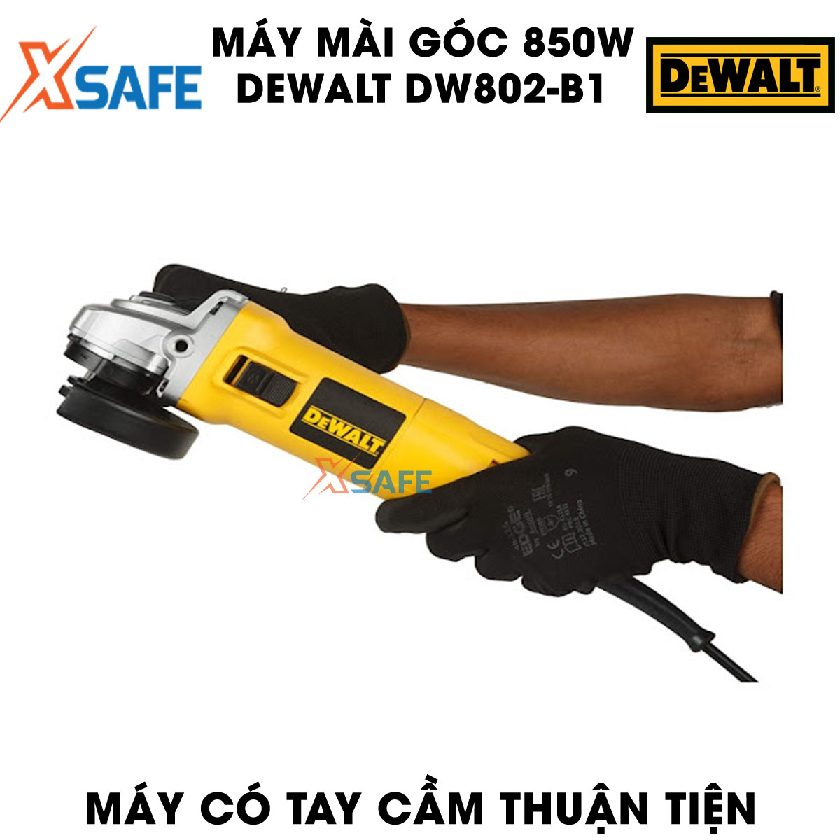 Angle grinder 100mm DeWalt dw802-b1 850W. Angle grinder DeWalt idle speed 11.00/minute, slide switch side camera body and handle for manipulation is fairy, plastic shell high-end-product genuine xsafe