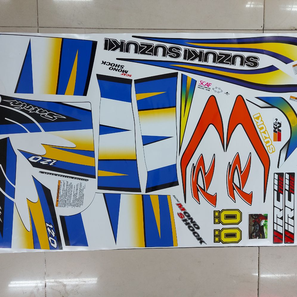 [HCM]Tem xe satria 2000  tem rời cao cấp dán xe vàng đen