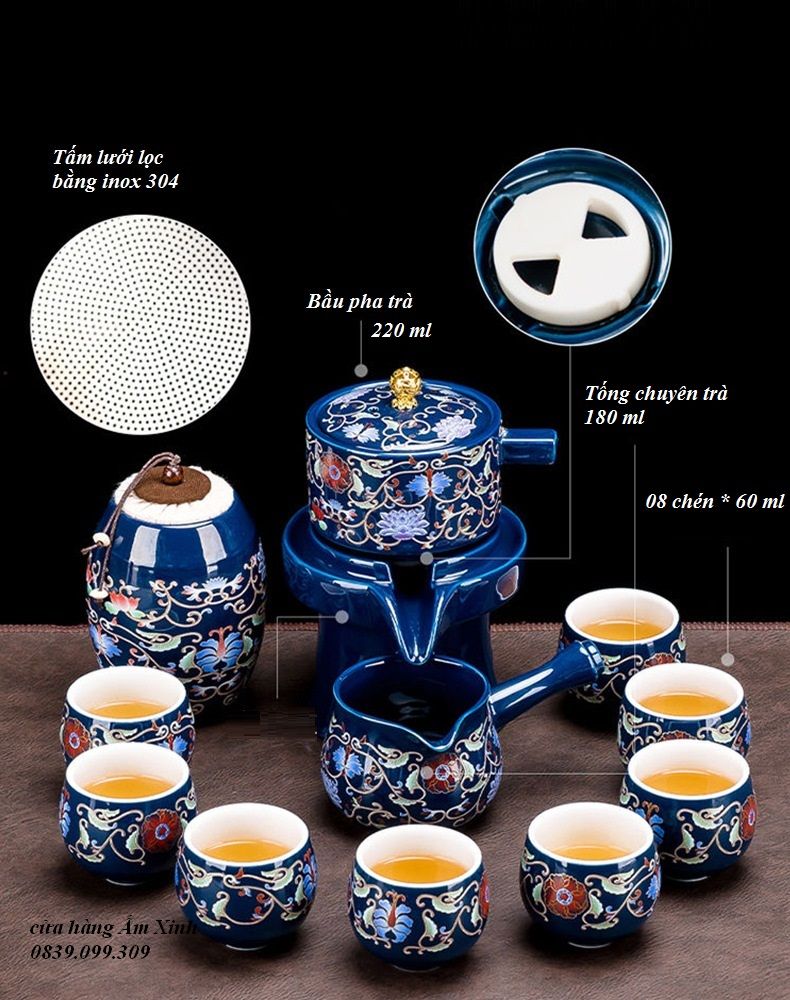 Bộ ấm chén pha trà đạo kiểu cối xay