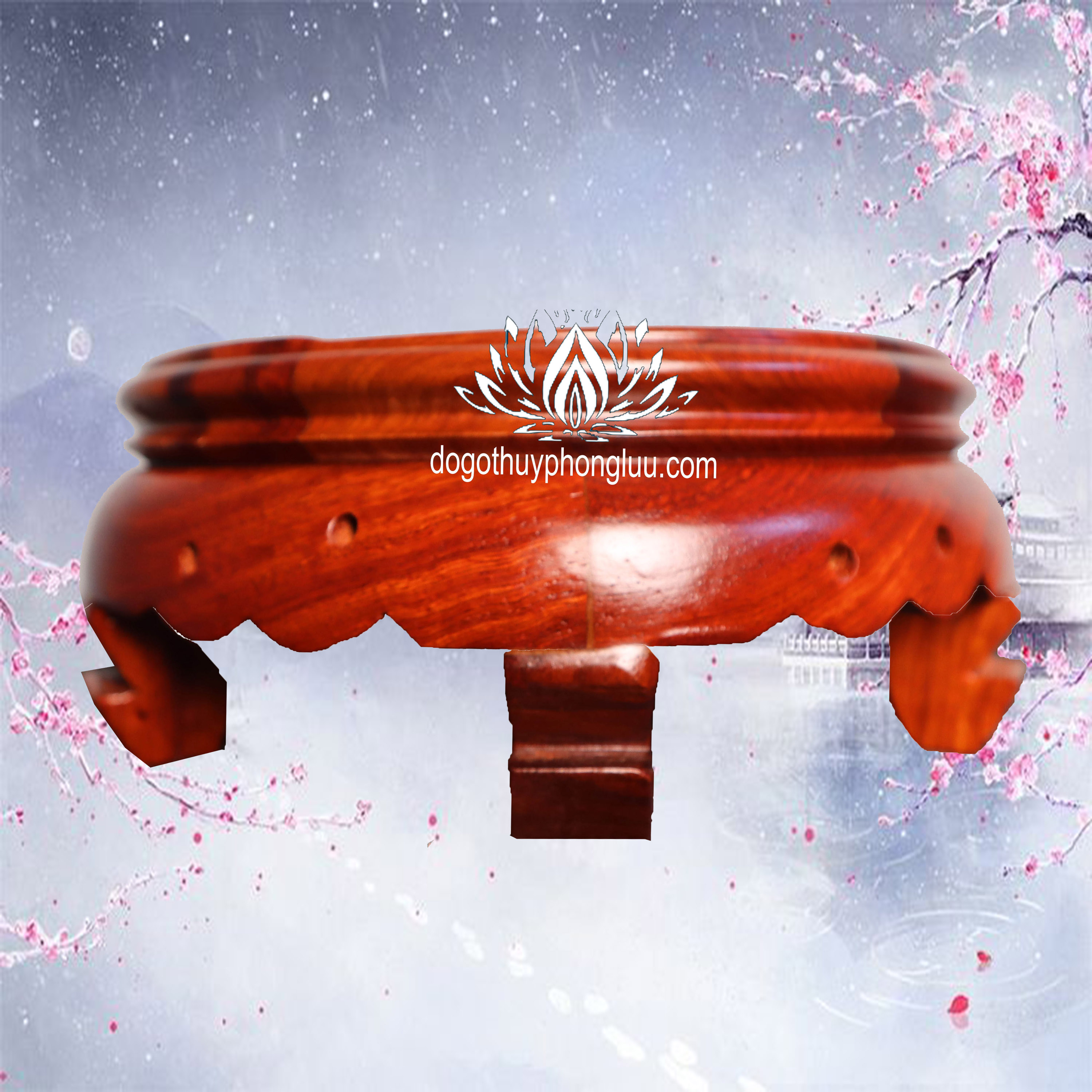 Kỷ tròn cao 9cm đôn chân tròn đế kê bát hương gỗ hương