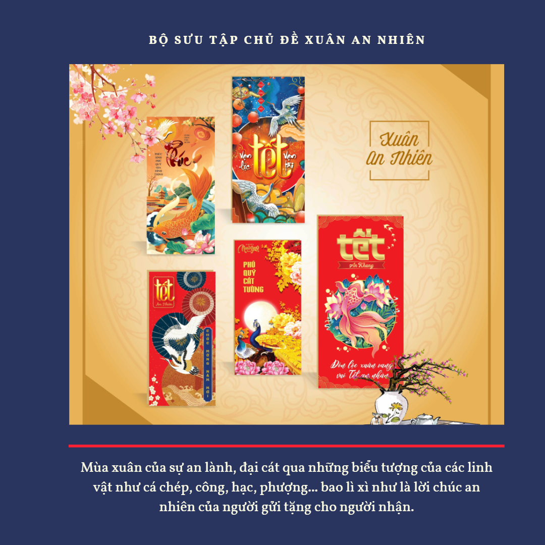 Bao lì xì theo chủ đề xuân an nhiên 2022 bao giá toàn thị trường chất liệu giấy đẹp - MS0027
