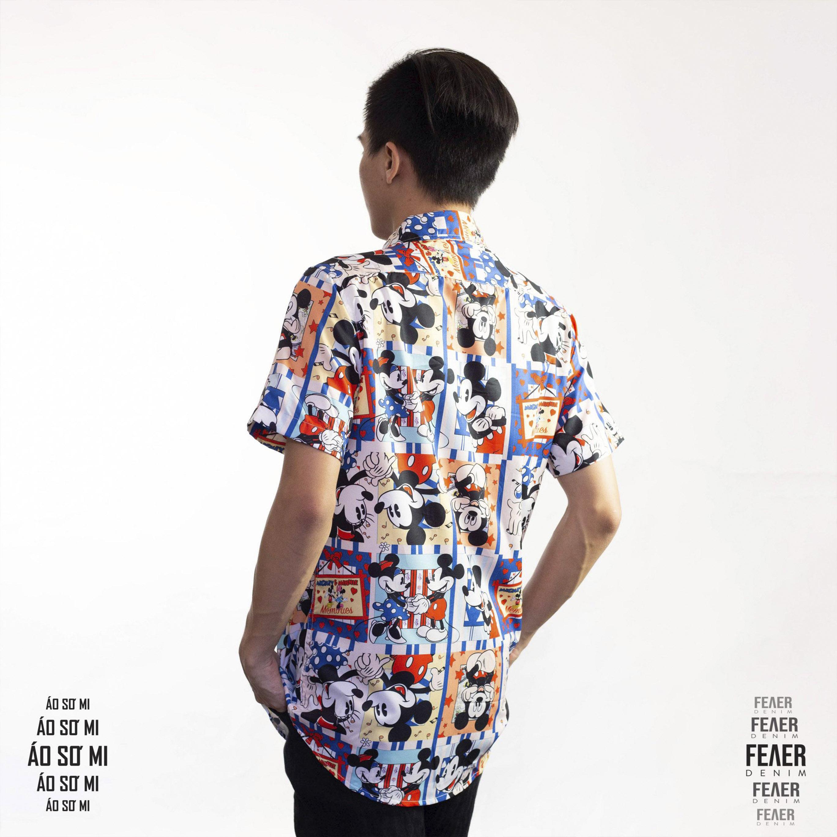 Áo Sơ Mi nam tay ngắn Chuột Mickey - Chất lụa