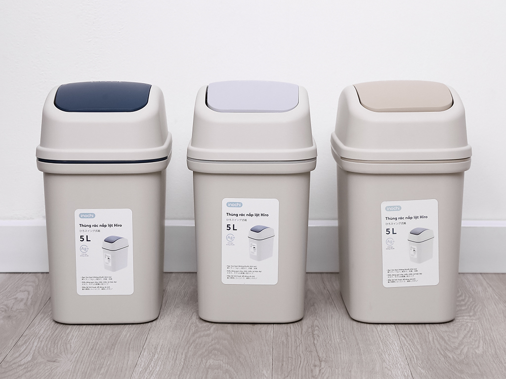 Thùng rác đạp chữ nhật cao cấp Inochi Hiro (kèm ruột, có phân tử Ion Ag+ kháng khuẩn, khử mùi) [HCM-Giao hoả tốc 2h]