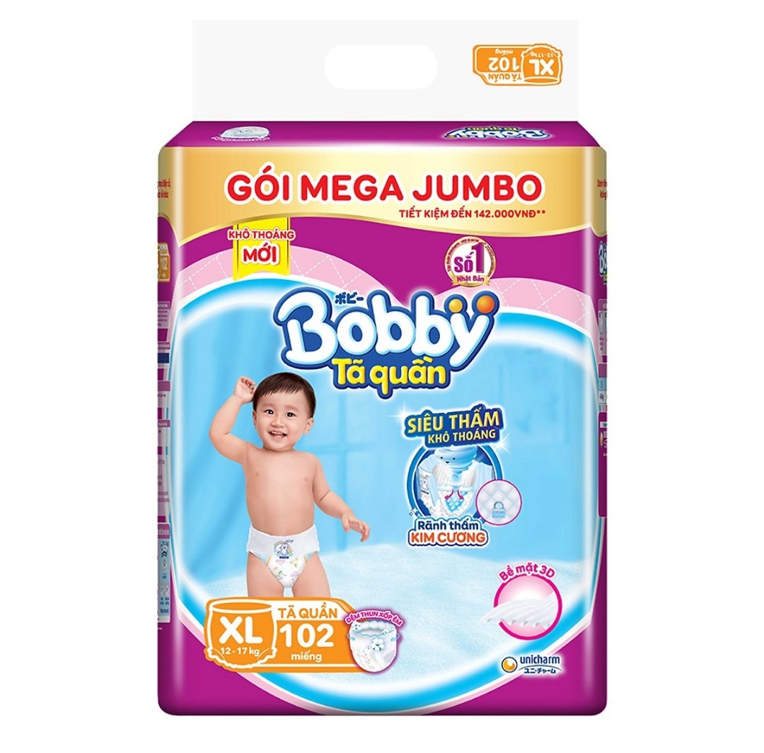 Tã bỉm quần Bobby gói Mega Jumbo L111 miếng