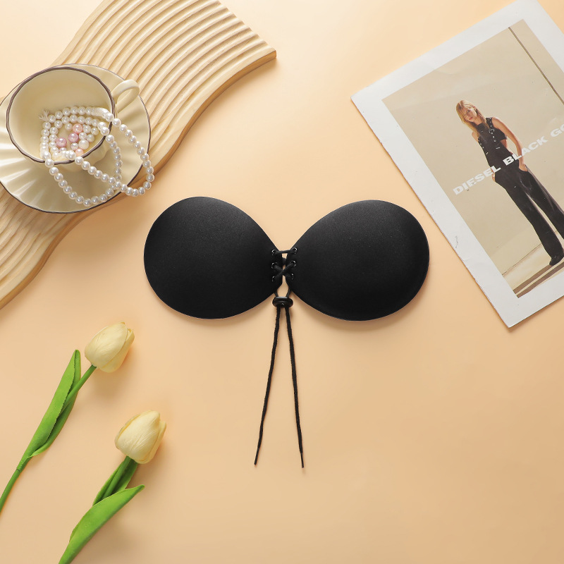 Áo bra dán silicon dây rút siêu dính cup tròn đệm dày 3cm tạo khe đỉnh cao - NHShop