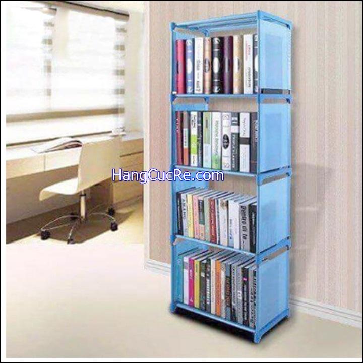 Kệ để đồ đa năng 4 tầng lắp ghép thông minh, giá sách báo thông minh 4 tầng, ke sach 4 tang