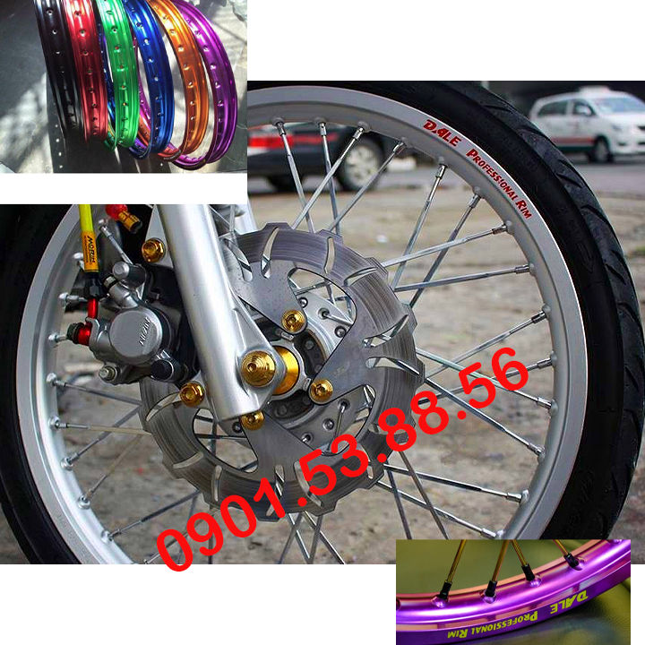 Cặp niềng nhôm Dale thailan 7 màu, size 1.4 1.4 cho dreams wave sirius jupiter