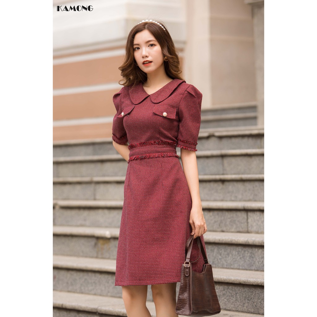 Đầm Cổ Sen Tua Eo Kamong D131