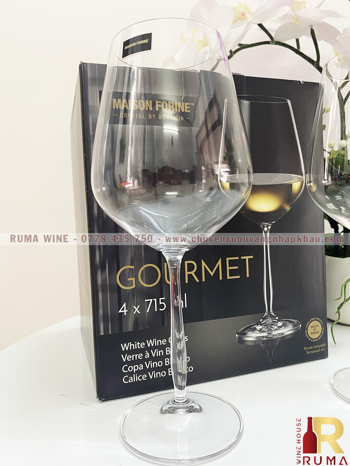 Bộ 4 ly pha lê Tiệp uống vang Gourmet 715 ml
