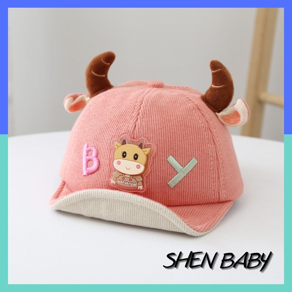 Mũ lưỡi trai mềm họa tiết sừng trâu chứ BY đáng yêu cho bé MH128 Shen Baby