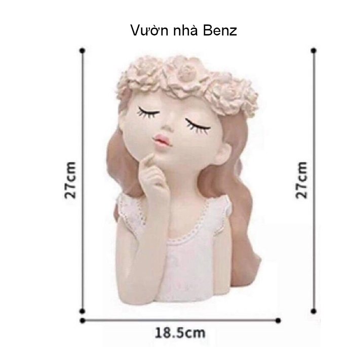 Bình hoa cô gái decor + TẶNG kèm thú mini tiểu cảnh