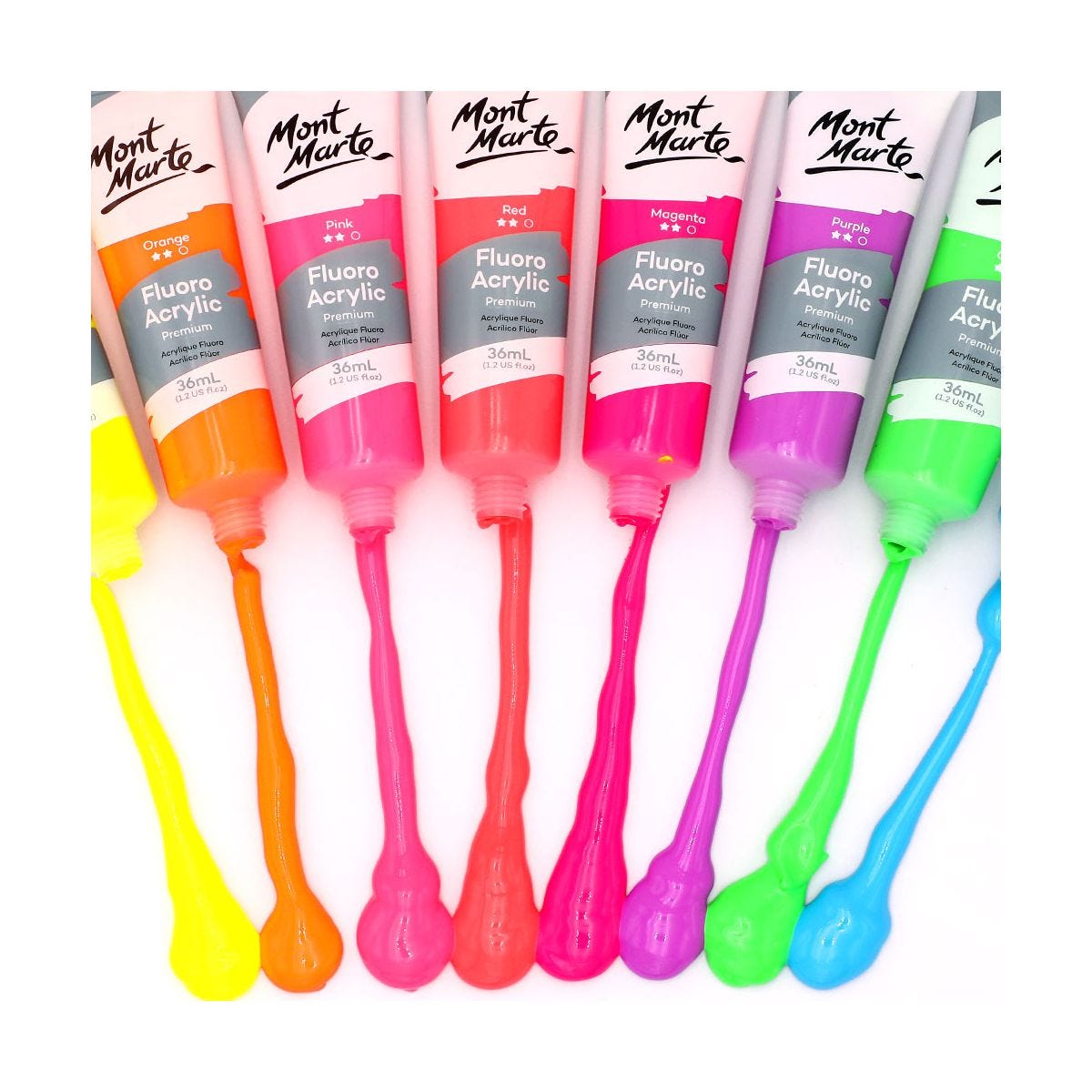 [DA ĐEN] Màu Acrylic Neon Bộ 8 Màu 36ml Mont Marte