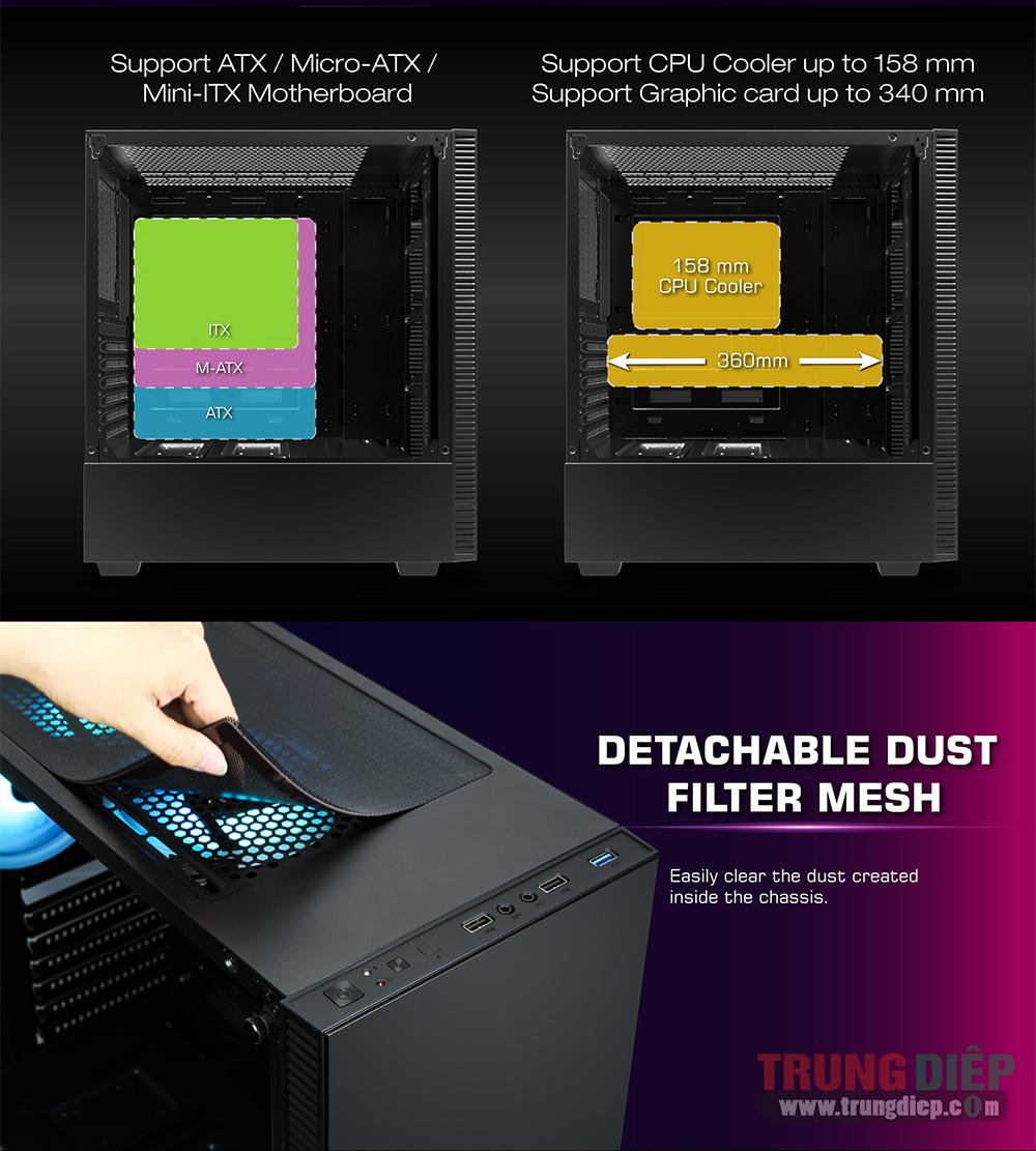 Vỏ máy tính (Case) Gaming Xigmatek IRIS EN42227 (No fan)