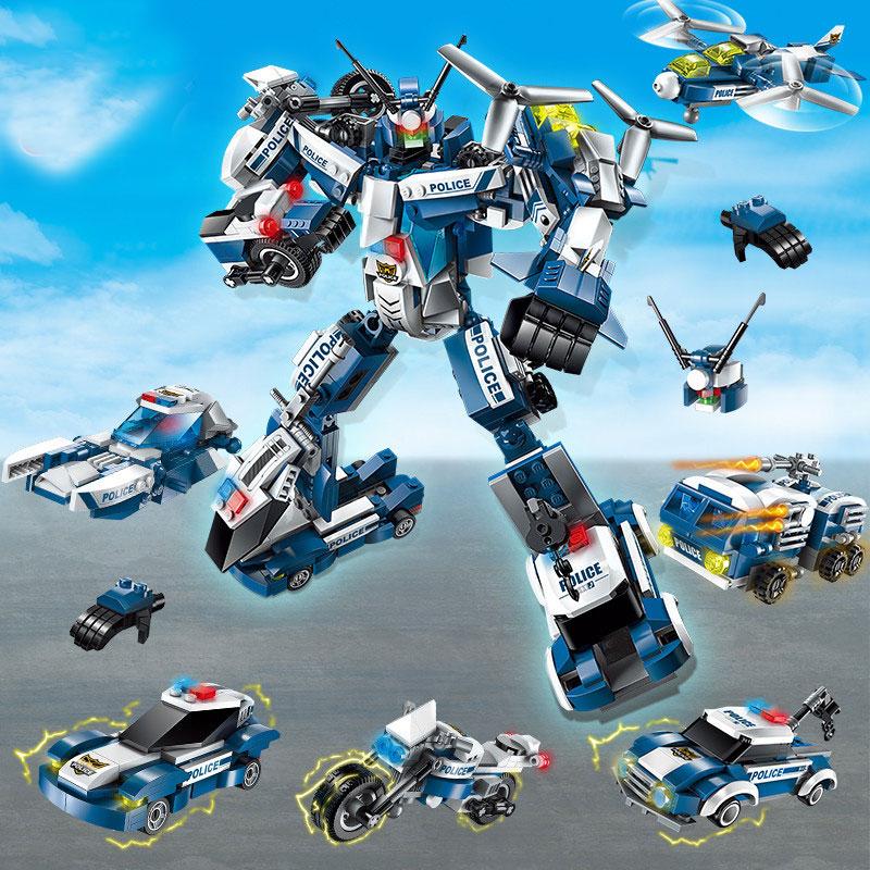 Đồ chơi cho bé  , Lắp ráp mô hình robot đồ chơi POLICE Cao 29 cm - robot biến hình  Bằng nhựa ABS an toàn