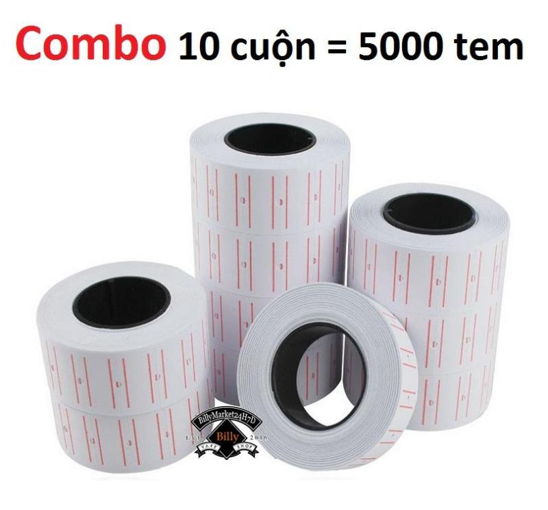 Mua Combo bộ 10 cuộn giấy bắn dán giá tiền 5000 tem giá cho dụng cụ máy bắn dán giá tiền CROWN MX5500, EOS-5500….