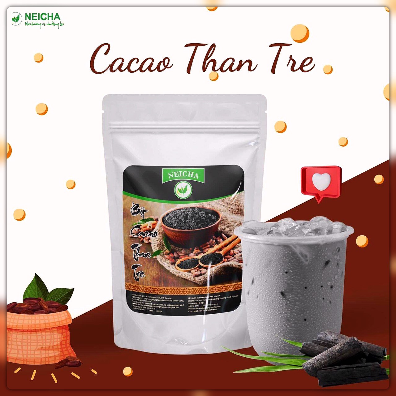 (100gr) Bột Cacao Than Tre.NGUYÊN LIỆU PHA TRÀ SỮA, SMOOTHIES thơm ngon đặc biệt.