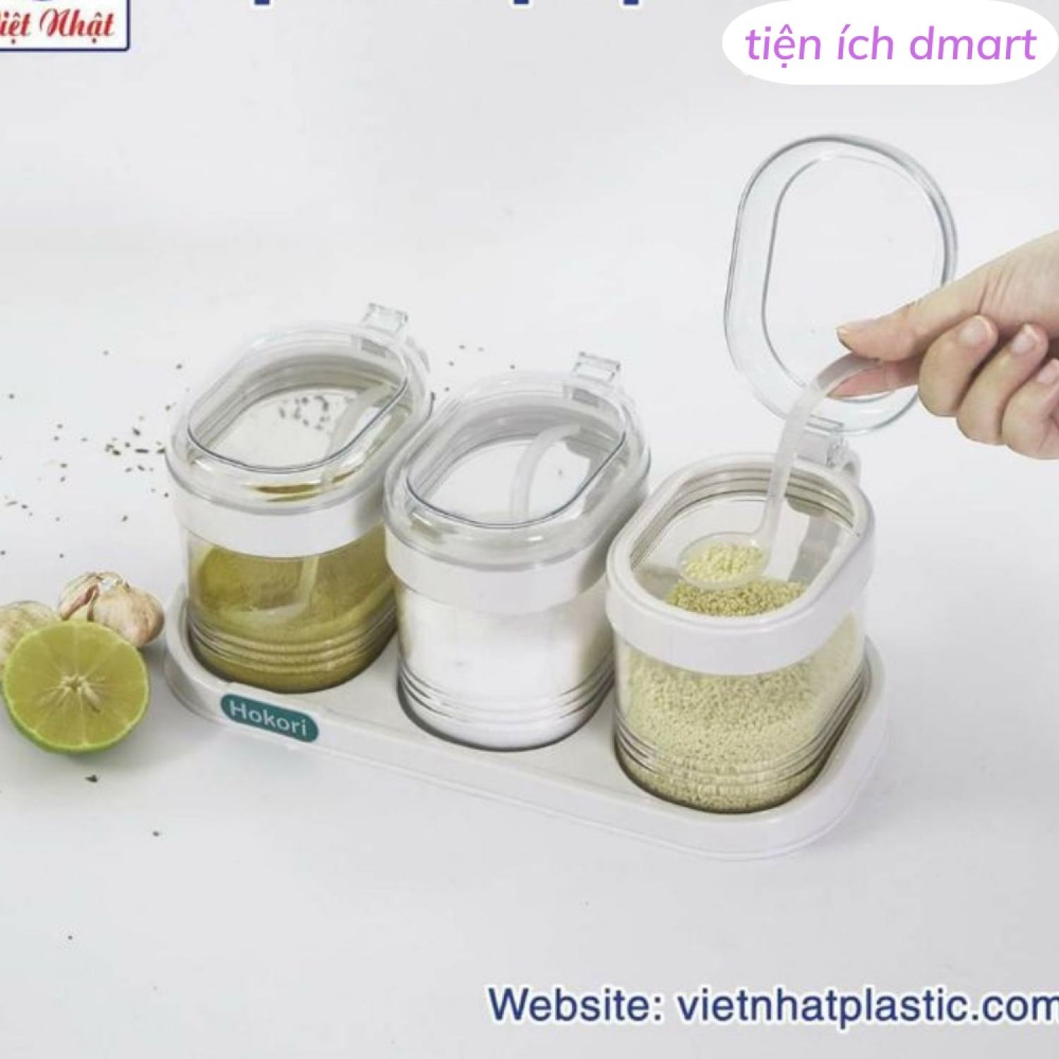 Hộp đựng gia vị 3 hủ, Hũ, lọ đựng gia vị cao cấp - Bộ Hộp đựng gia vị 3 hủ đa năng - Hộp đựng gia vị 3 hủ tiện lợi
