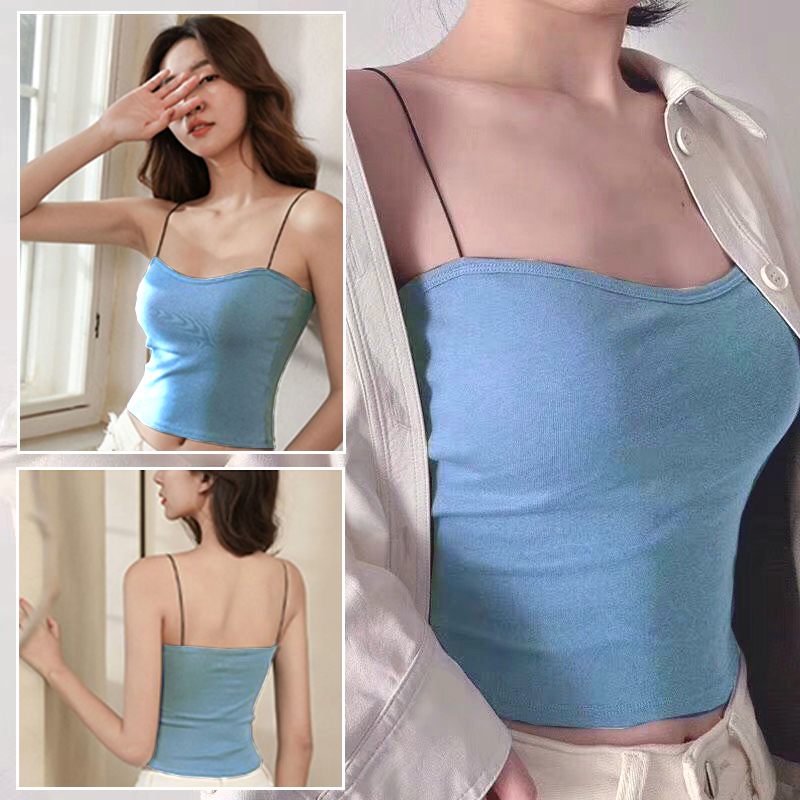 Áo bra Croptop chất liệu Cotton 2 dây mảnh sợi bún có sẵn đệm ngực freesize FLA52