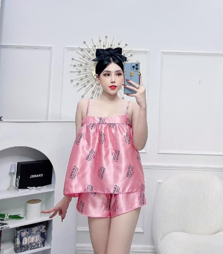 Bộ mặc nhà mặc ngủ hai dây cho nữ chất phi bóng mềm mát